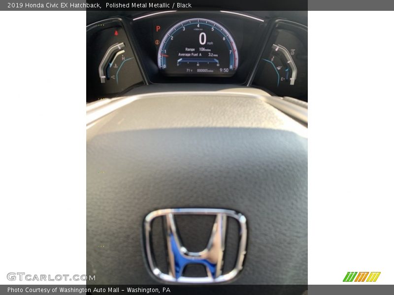 Polished Metal Metallic / Black 2019 Honda Civic EX Hatchback