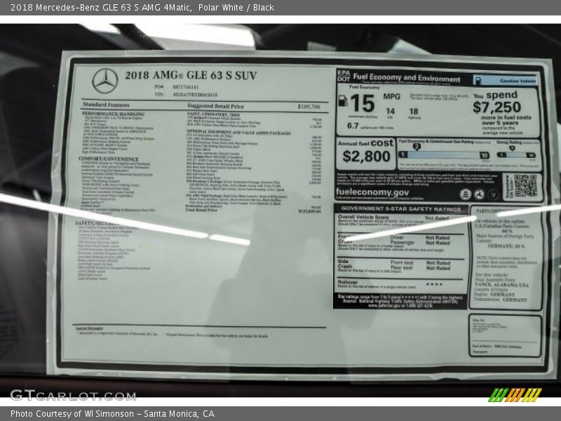 Polar White / Black 2018 Mercedes-Benz GLE 63 S AMG 4Matic