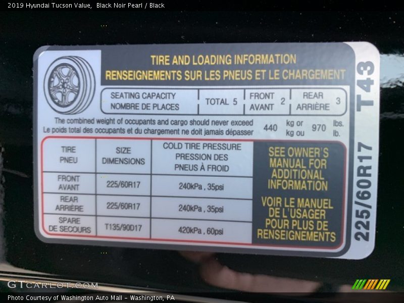 Black Noir Pearl / Black 2019 Hyundai Tucson Value