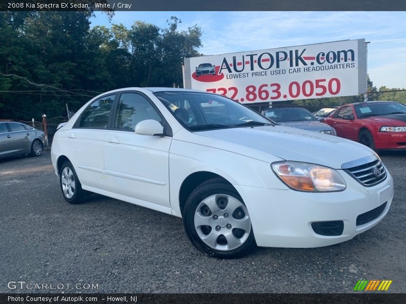 White / Gray 2008 Kia Spectra EX Sedan