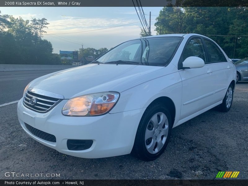 White / Gray 2008 Kia Spectra EX Sedan