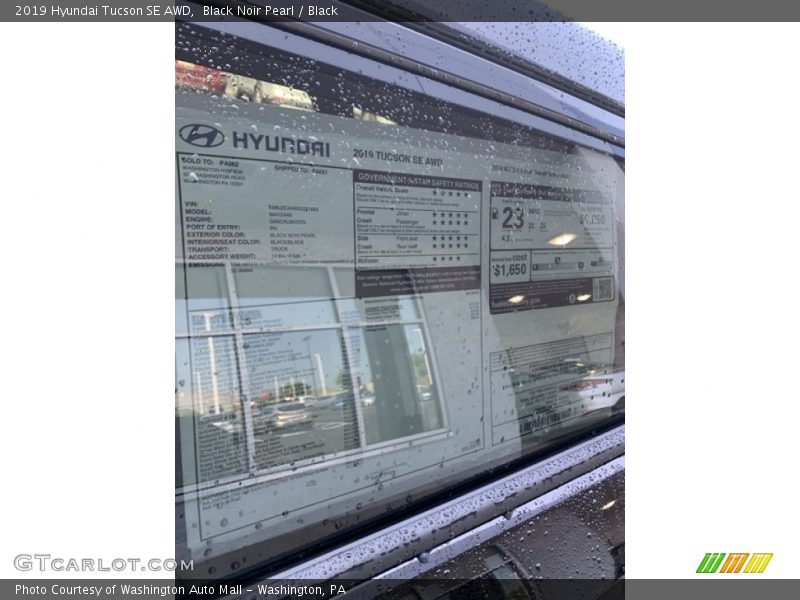 Black Noir Pearl / Black 2019 Hyundai Tucson SE AWD