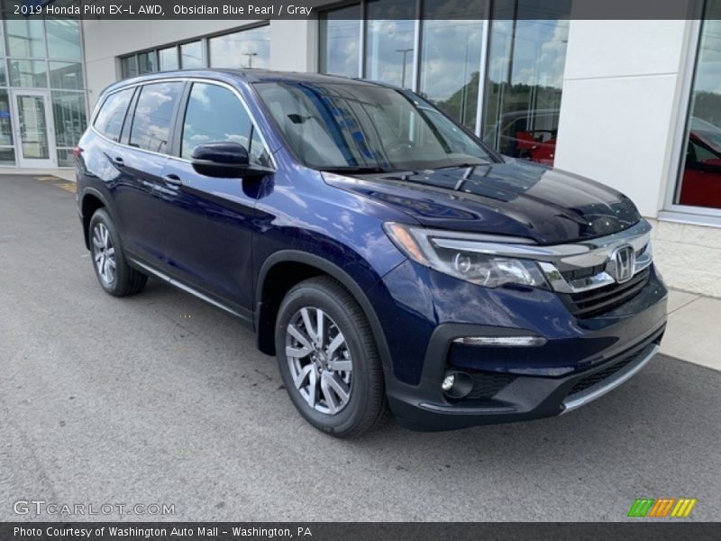 Obsidian Blue Pearl / Gray 2019 Honda Pilot EX-L AWD