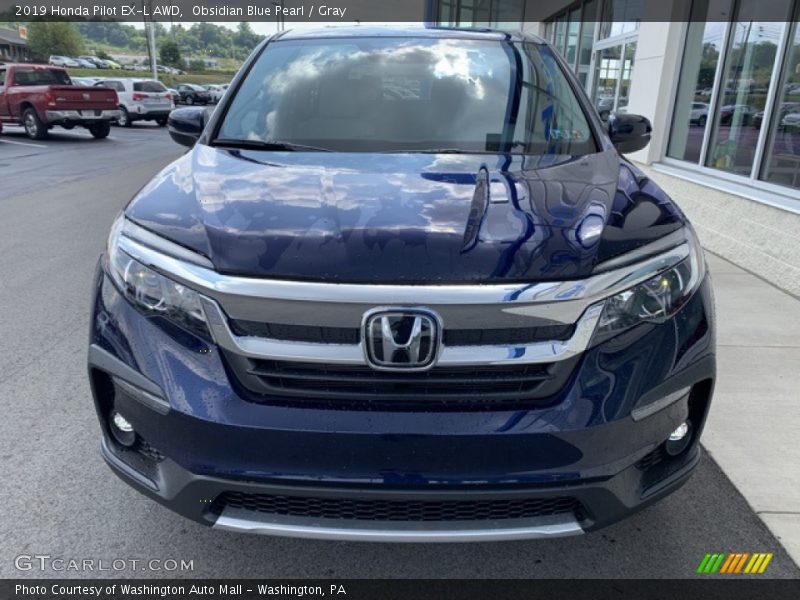 Obsidian Blue Pearl / Gray 2019 Honda Pilot EX-L AWD