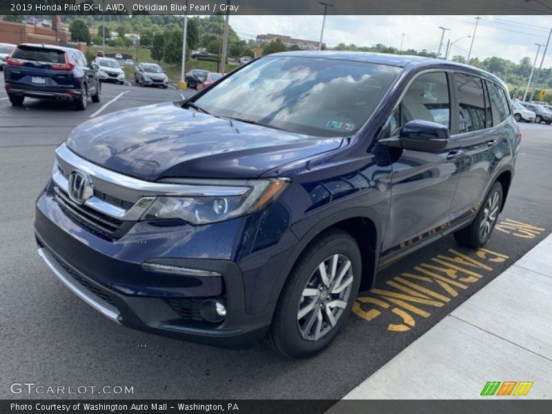 Obsidian Blue Pearl / Gray 2019 Honda Pilot EX-L AWD