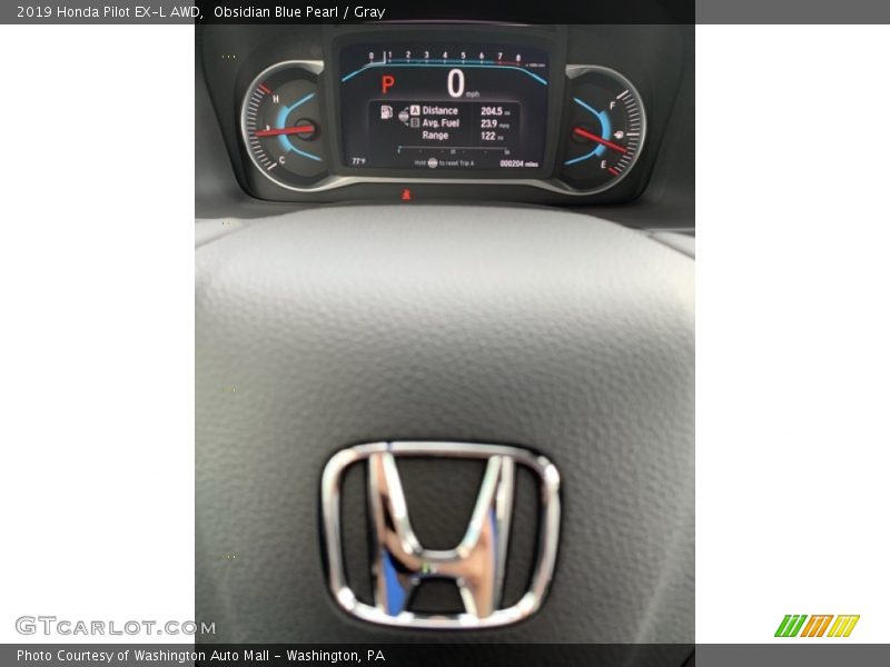 Obsidian Blue Pearl / Gray 2019 Honda Pilot EX-L AWD