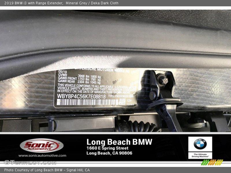 Mineral Grey / Deka Dark Cloth 2019 BMW i3 with Range Extender
