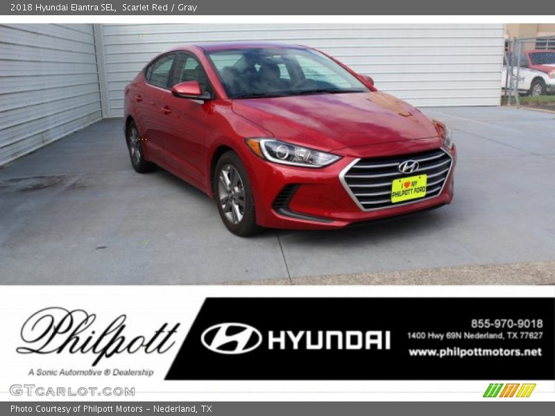 Scarlet Red / Gray 2018 Hyundai Elantra SEL