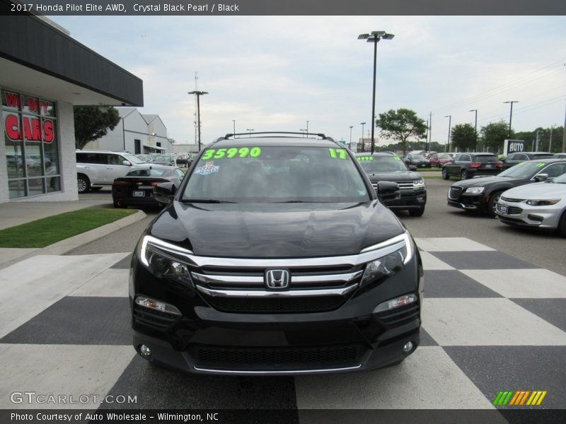 Crystal Black Pearl / Black 2017 Honda Pilot Elite AWD