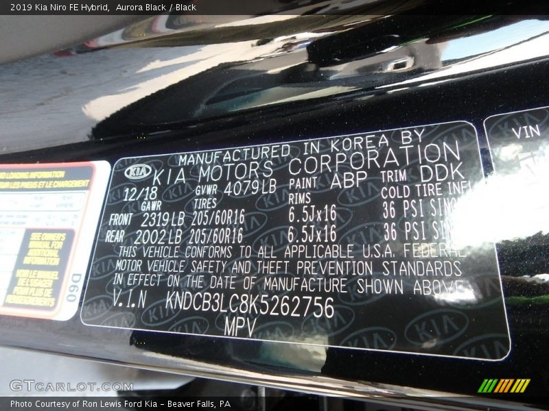 Aurora Black / Black 2019 Kia Niro FE Hybrid