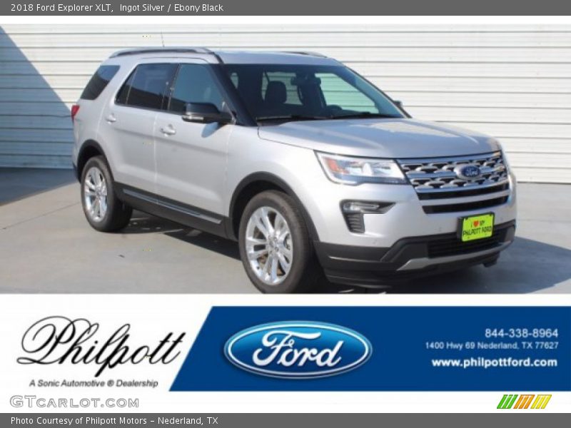 Ingot Silver / Ebony Black 2018 Ford Explorer XLT