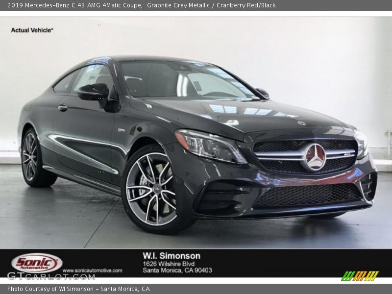 Graphite Grey Metallic / Cranberry Red/Black 2019 Mercedes-Benz C 43 AMG 4Matic Coupe