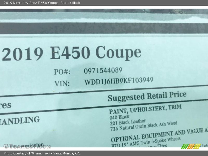 Black / Black 2019 Mercedes-Benz E 450 Coupe