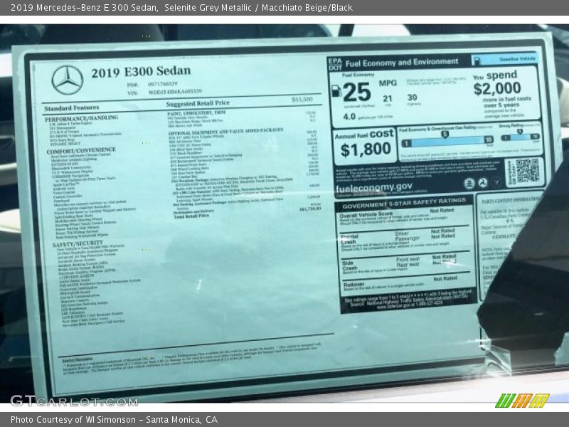 Selenite Grey Metallic / Macchiato Beige/Black 2019 Mercedes-Benz E 300 Sedan