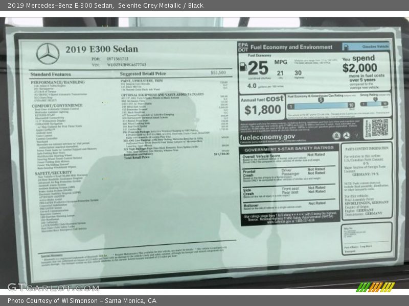 Selenite Grey Metallic / Black 2019 Mercedes-Benz E 300 Sedan
