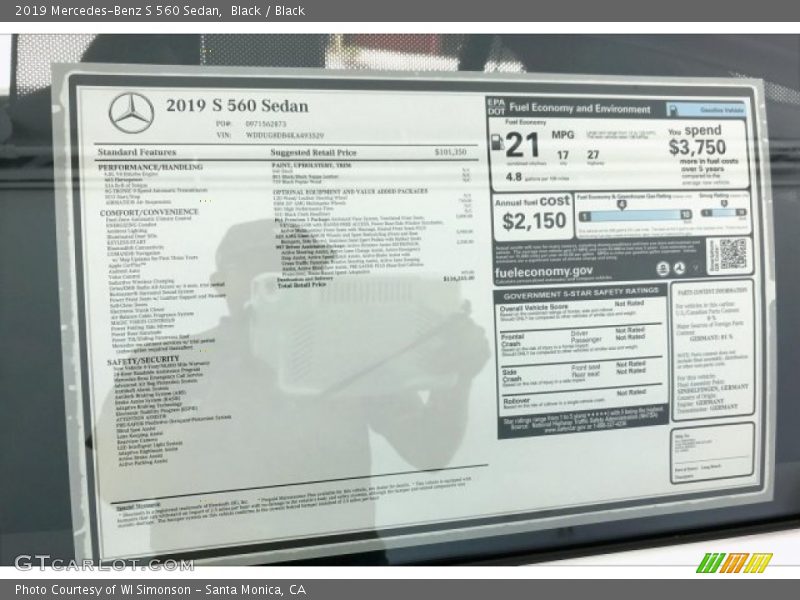 Black / Black 2019 Mercedes-Benz S 560 Sedan