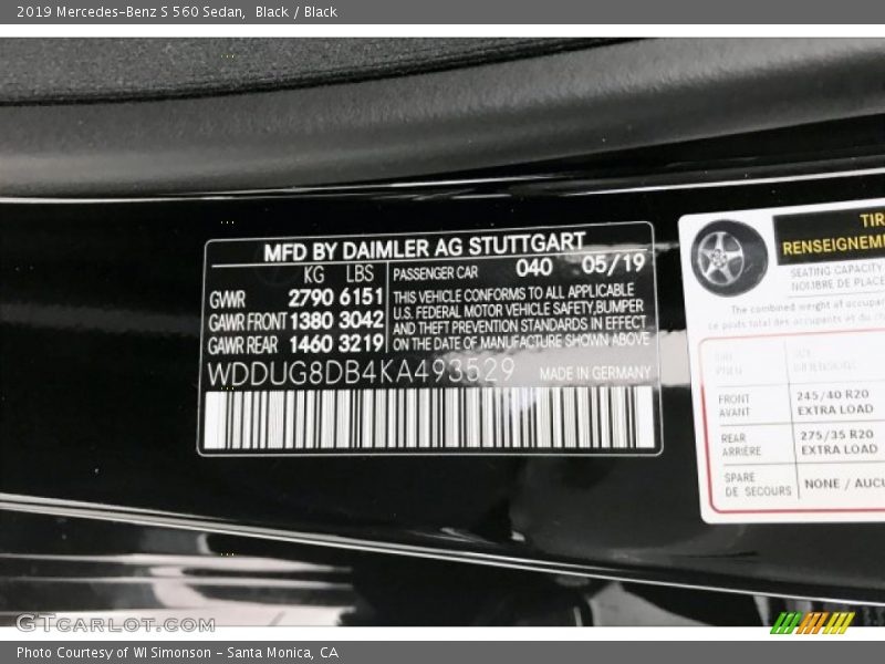 Black / Black 2019 Mercedes-Benz S 560 Sedan