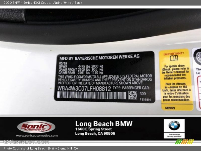 Alpine White / Black 2020 BMW 4 Series 430i Coupe