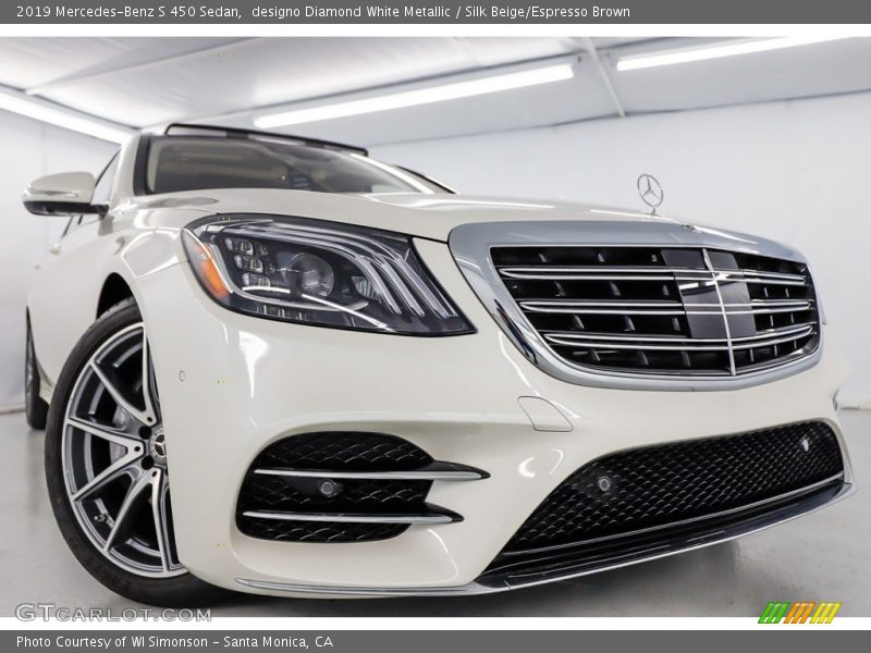 designo Diamond White Metallic / Silk Beige/Espresso Brown 2019 Mercedes-Benz S 450 Sedan