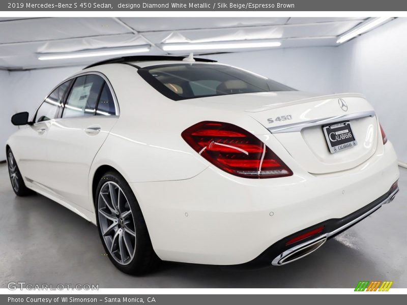 designo Diamond White Metallic / Silk Beige/Espresso Brown 2019 Mercedes-Benz S 450 Sedan