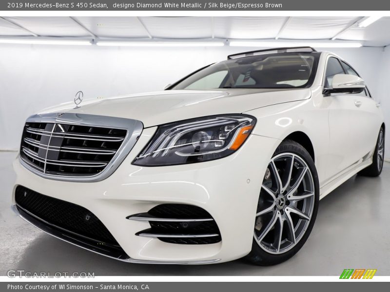 designo Diamond White Metallic / Silk Beige/Espresso Brown 2019 Mercedes-Benz S 450 Sedan