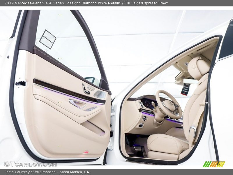 designo Diamond White Metallic / Silk Beige/Espresso Brown 2019 Mercedes-Benz S 450 Sedan