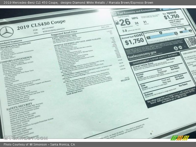 designo Diamond White Metallic / Marsala Brown/Espresso Brown 2019 Mercedes-Benz CLS 450 Coupe