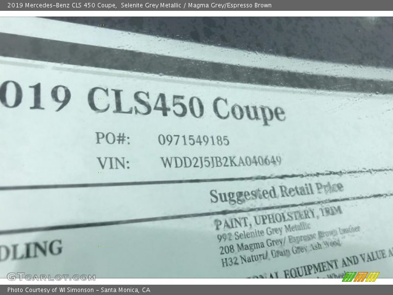 Selenite Grey Metallic / Magma Grey/Espresso Brown 2019 Mercedes-Benz CLS 450 Coupe