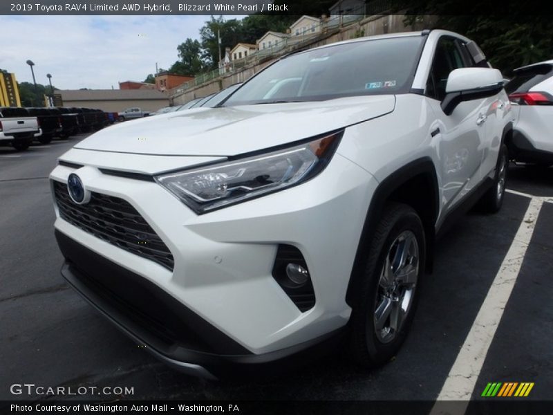 Blizzard White Pearl / Black 2019 Toyota RAV4 Limited AWD Hybrid