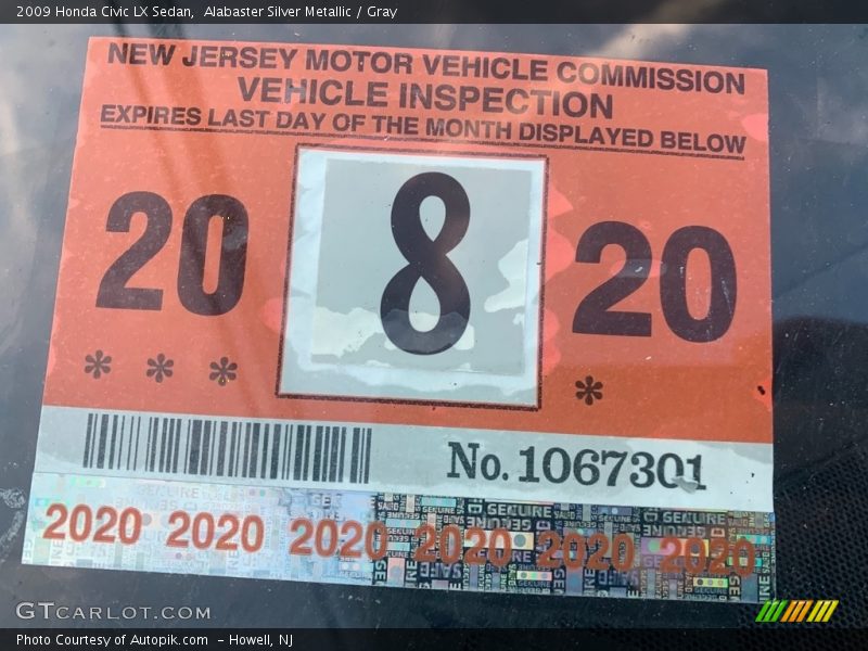 Alabaster Silver Metallic / Gray 2009 Honda Civic LX Sedan