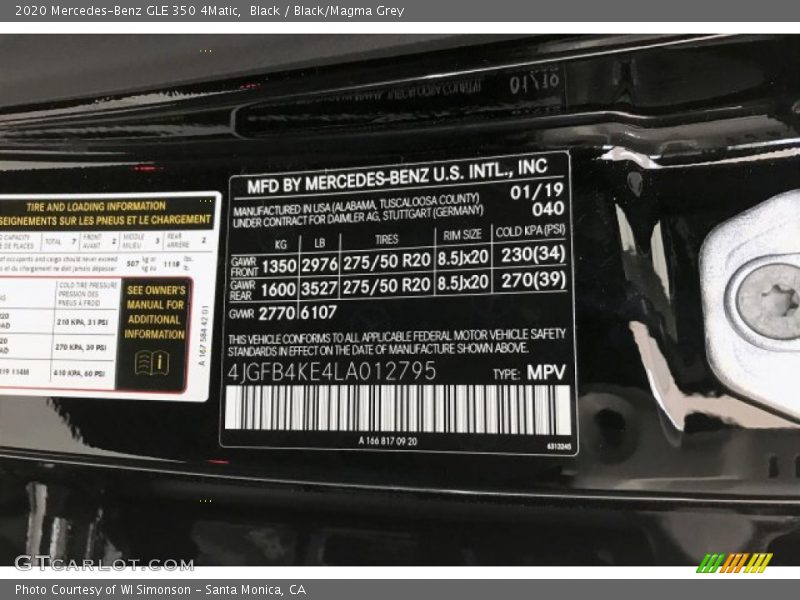 Black / Black/Magma Grey 2020 Mercedes-Benz GLE 350 4Matic