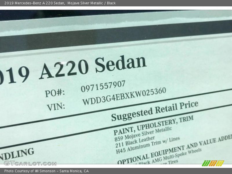 Mojave Silver Metallic / Black 2019 Mercedes-Benz A 220 Sedan