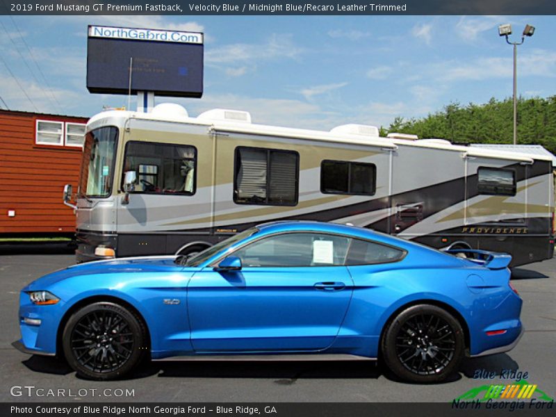 Velocity Blue / Midnight Blue/Recaro Leather Trimmed 2019 Ford Mustang GT Premium Fastback