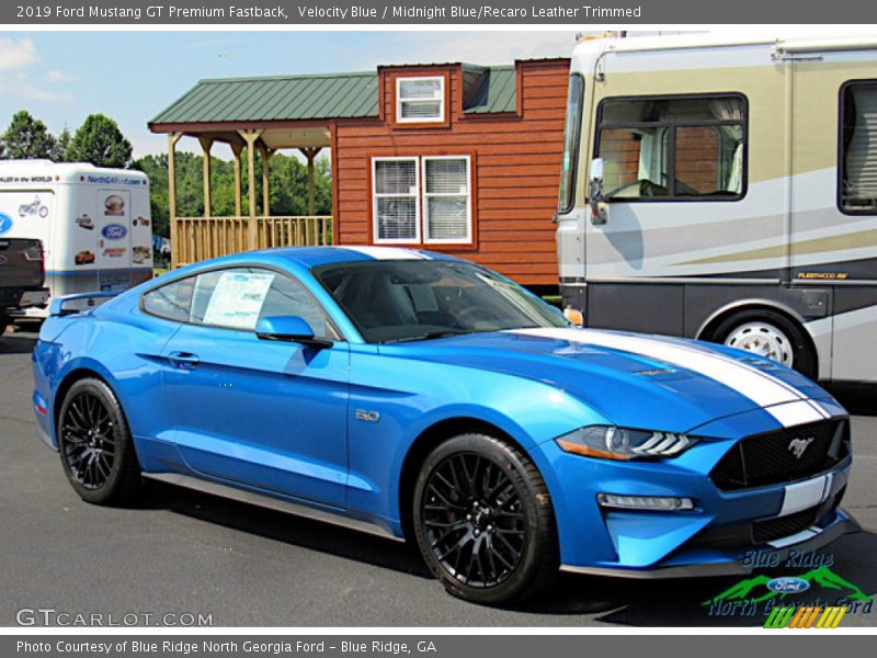 Velocity Blue / Midnight Blue/Recaro Leather Trimmed 2019 Ford Mustang GT Premium Fastback