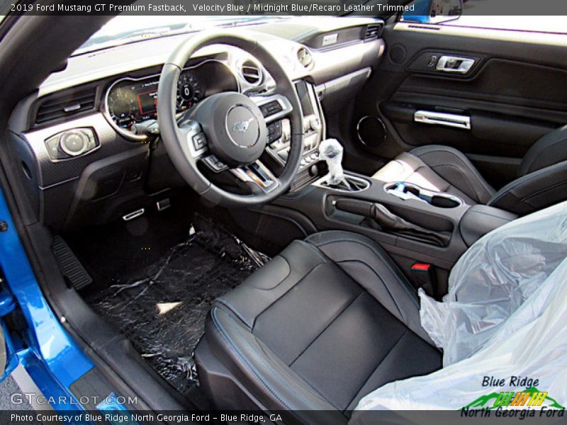 Velocity Blue / Midnight Blue/Recaro Leather Trimmed 2019 Ford Mustang GT Premium Fastback