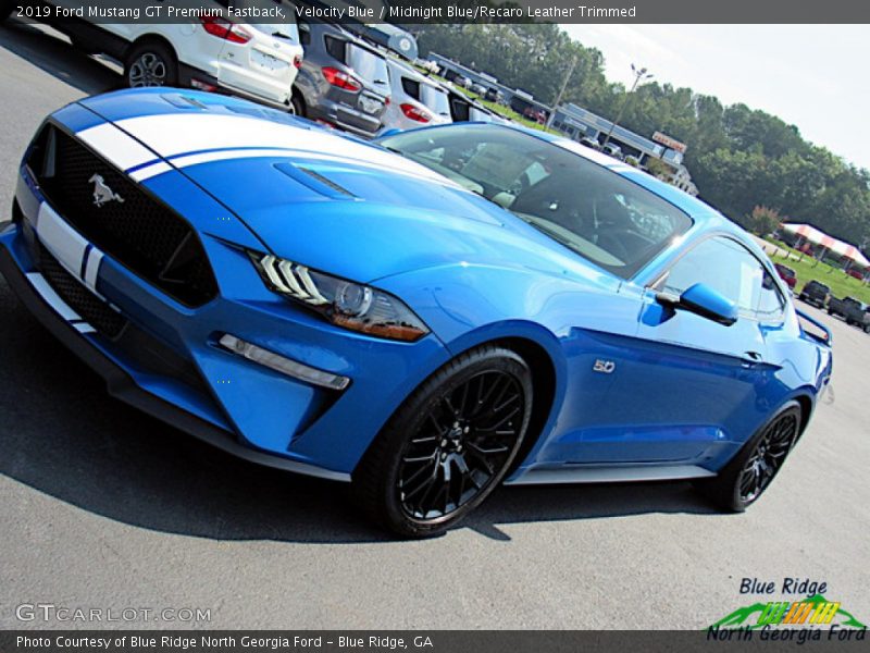 Velocity Blue / Midnight Blue/Recaro Leather Trimmed 2019 Ford Mustang GT Premium Fastback