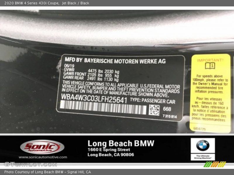 Jet Black / Black 2020 BMW 4 Series 430i Coupe