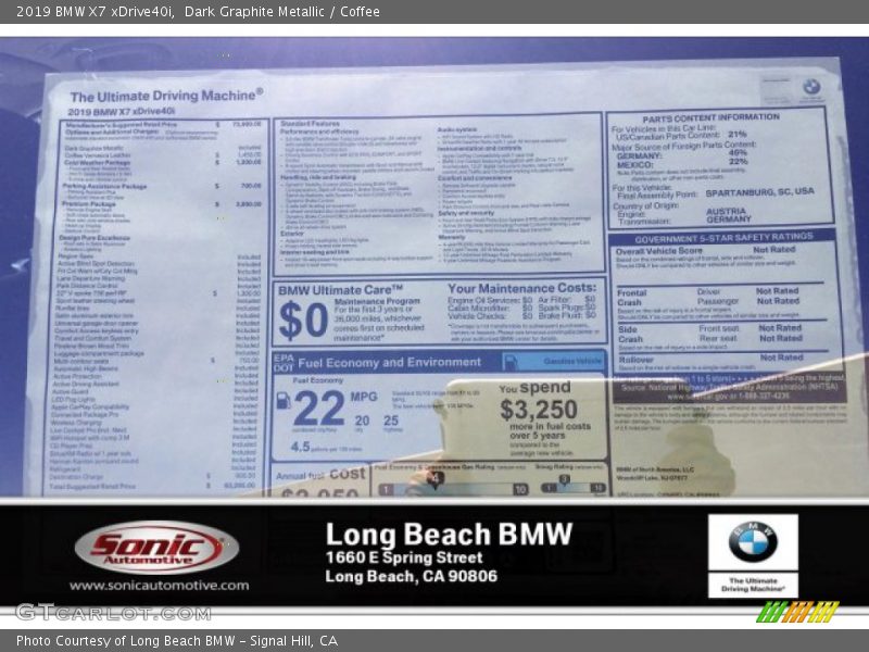 Dark Graphite Metallic / Coffee 2019 BMW X7 xDrive40i