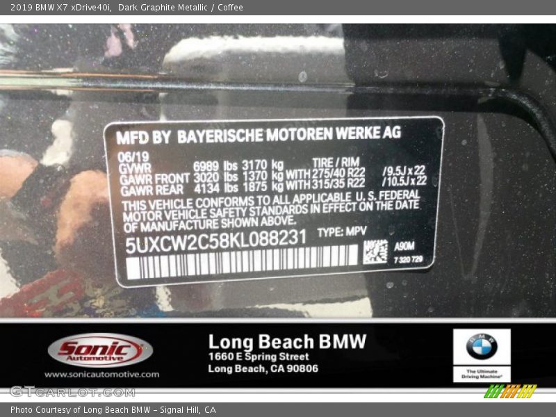 Dark Graphite Metallic / Coffee 2019 BMW X7 xDrive40i