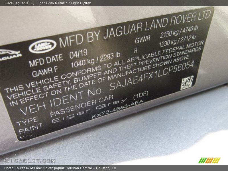 2020 XE S Eiger Gray Metallic Color Code 1DF