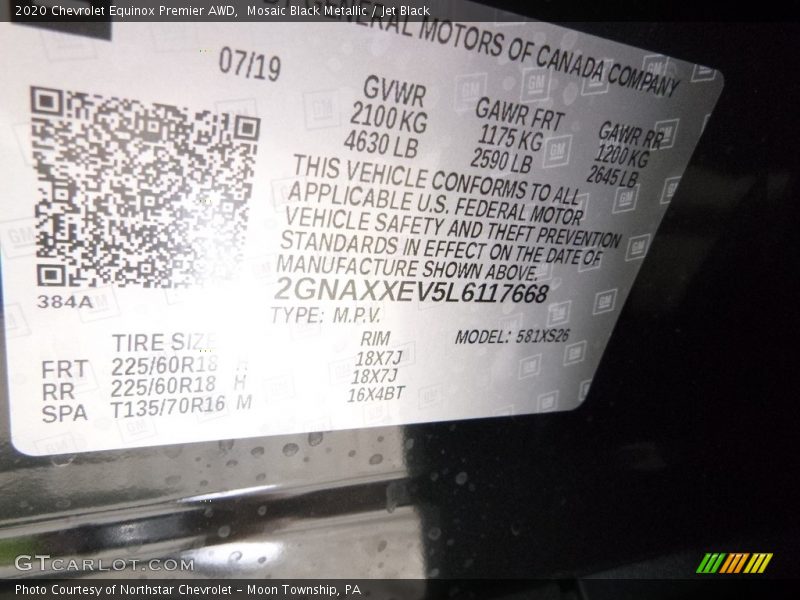 Mosaic Black Metallic / Jet Black 2020 Chevrolet Equinox Premier AWD