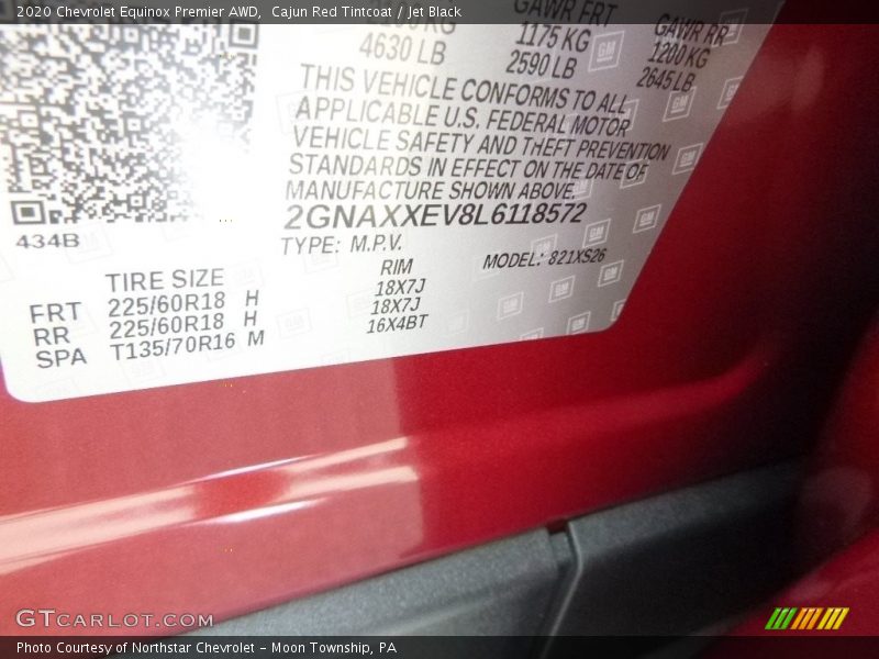 Cajun Red Tintcoat / Jet Black 2020 Chevrolet Equinox Premier AWD