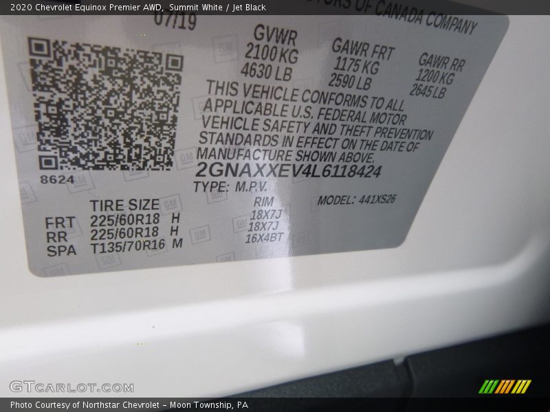 Summit White / Jet Black 2020 Chevrolet Equinox Premier AWD