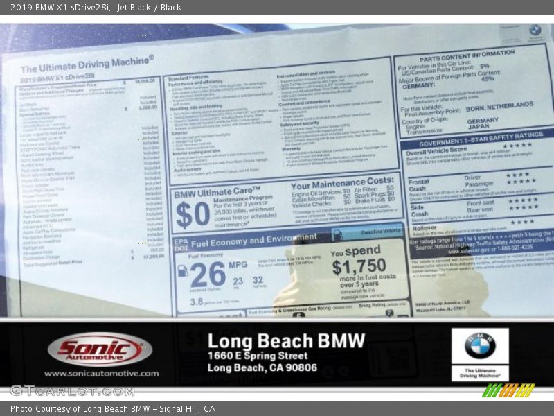 Jet Black / Black 2019 BMW X1 sDrive28i