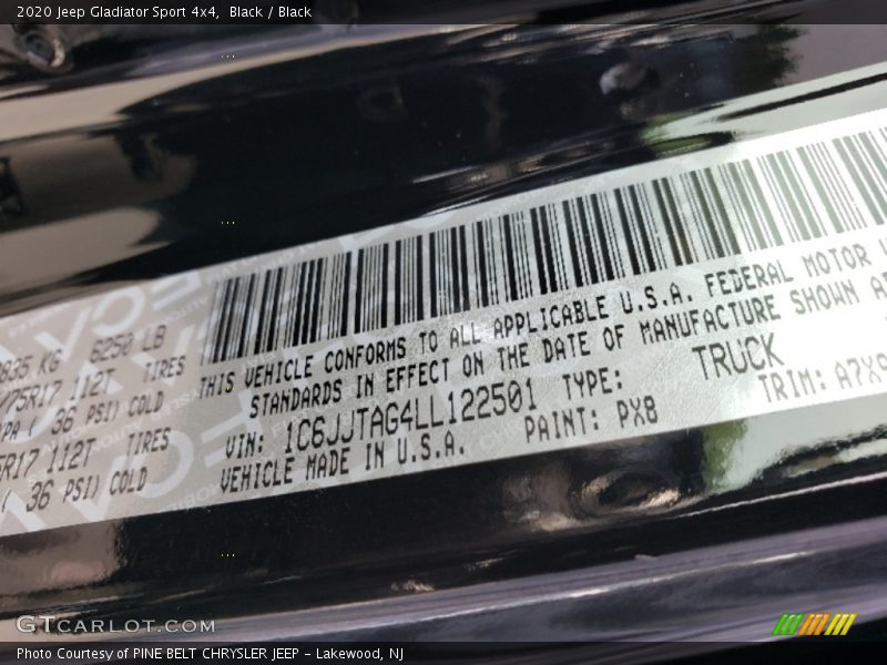 Black / Black 2020 Jeep Gladiator Sport 4x4