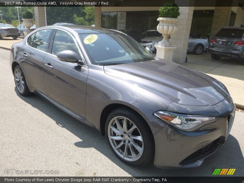 Vesuvio Gray Metallic / Red 2017 Alfa Romeo Giulia AWD