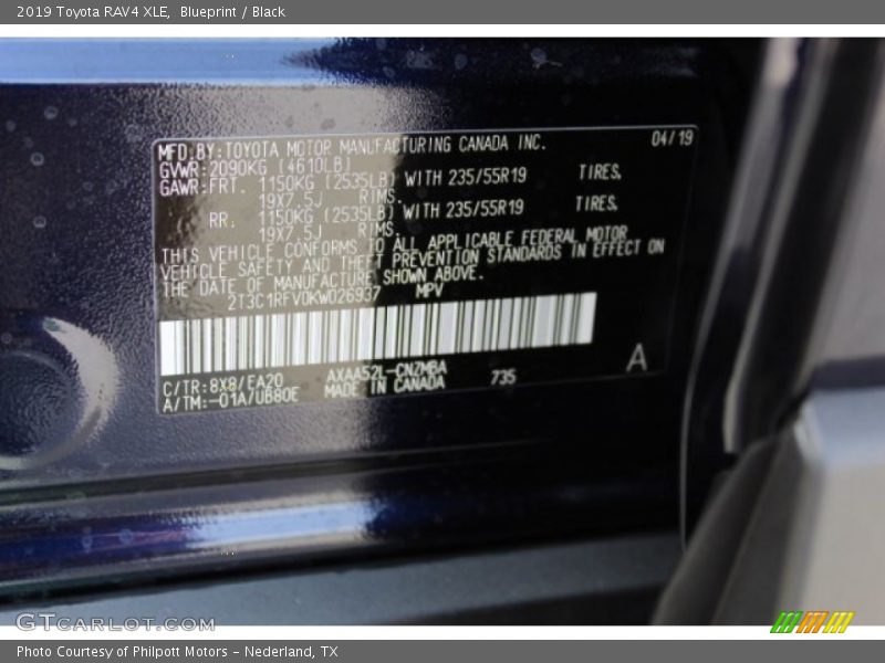 Blueprint / Black 2019 Toyota RAV4 XLE