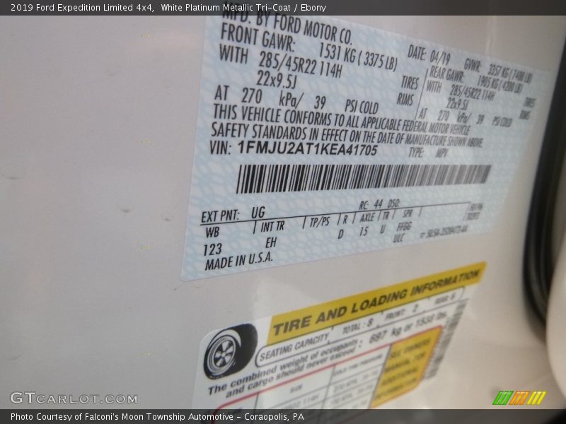 White Platinum Metallic Tri-Coat / Ebony 2019 Ford Expedition Limited 4x4