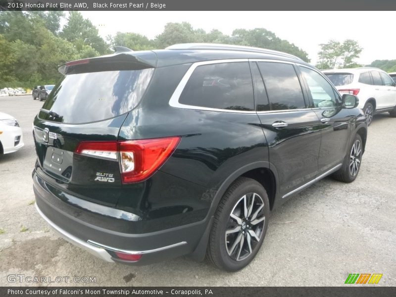 Black Forest Pearl / Beige 2019 Honda Pilot Elite AWD