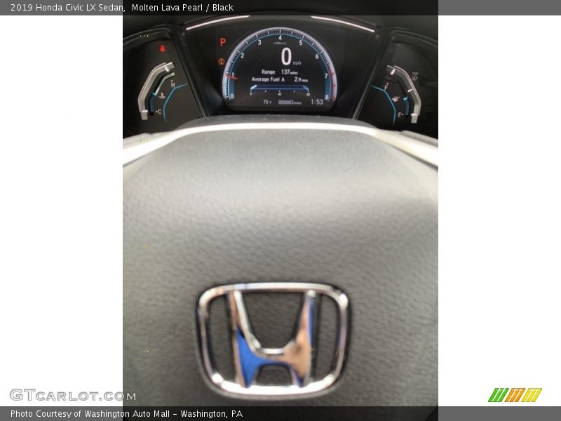 Molten Lava Pearl / Black 2019 Honda Civic LX Sedan